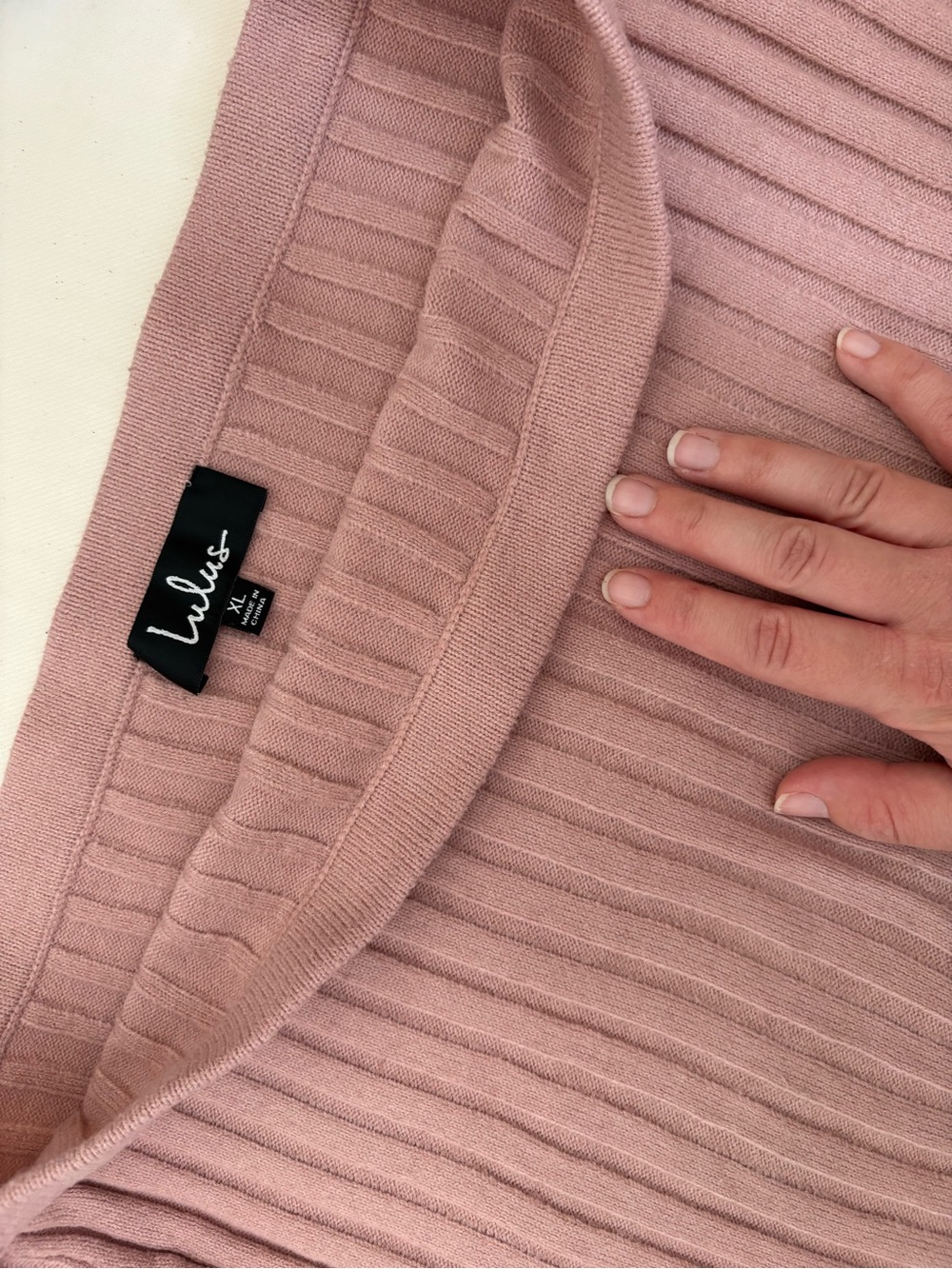 NWOT Lulu's Blush Ribbed Knit Skirt Size XL
